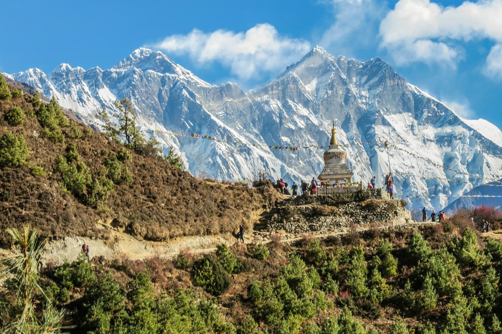 Snow peaks and high valleys in the Nepal Himalaya near the Tibet border