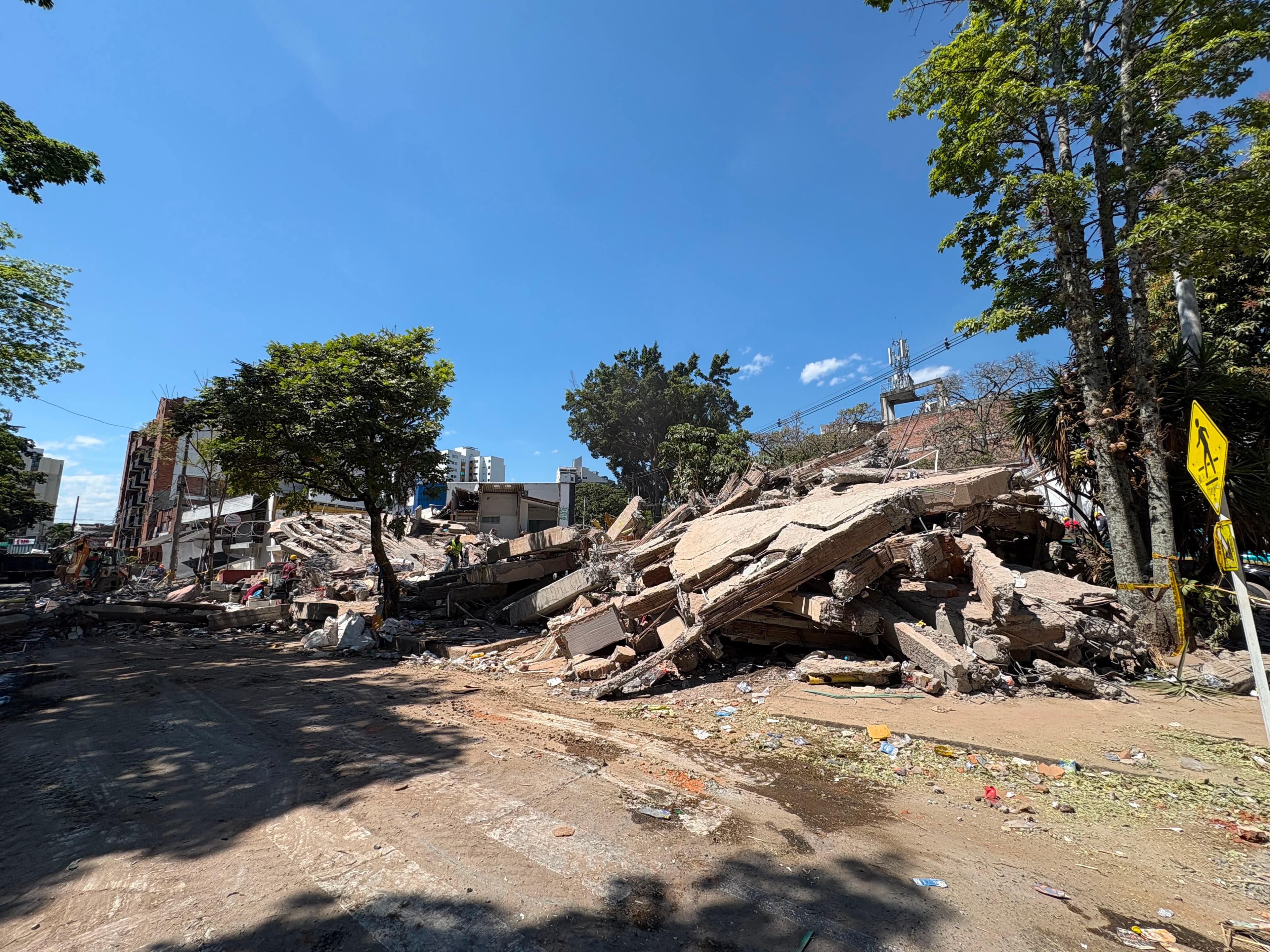 Damaged street and buildings in Cali after the 10 August 2026 earthquake