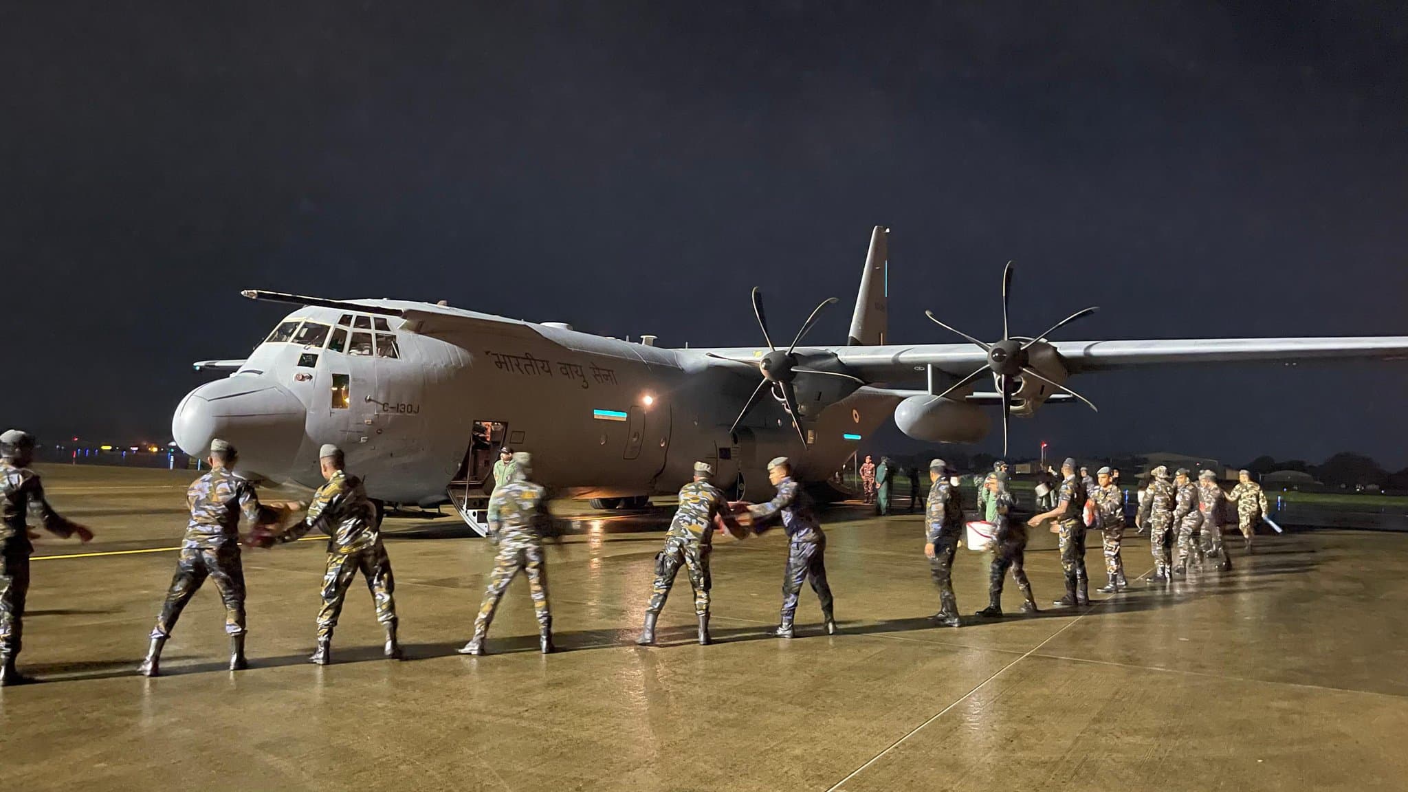 An Indian Air Force C-130J Super Hercules transport aircraft