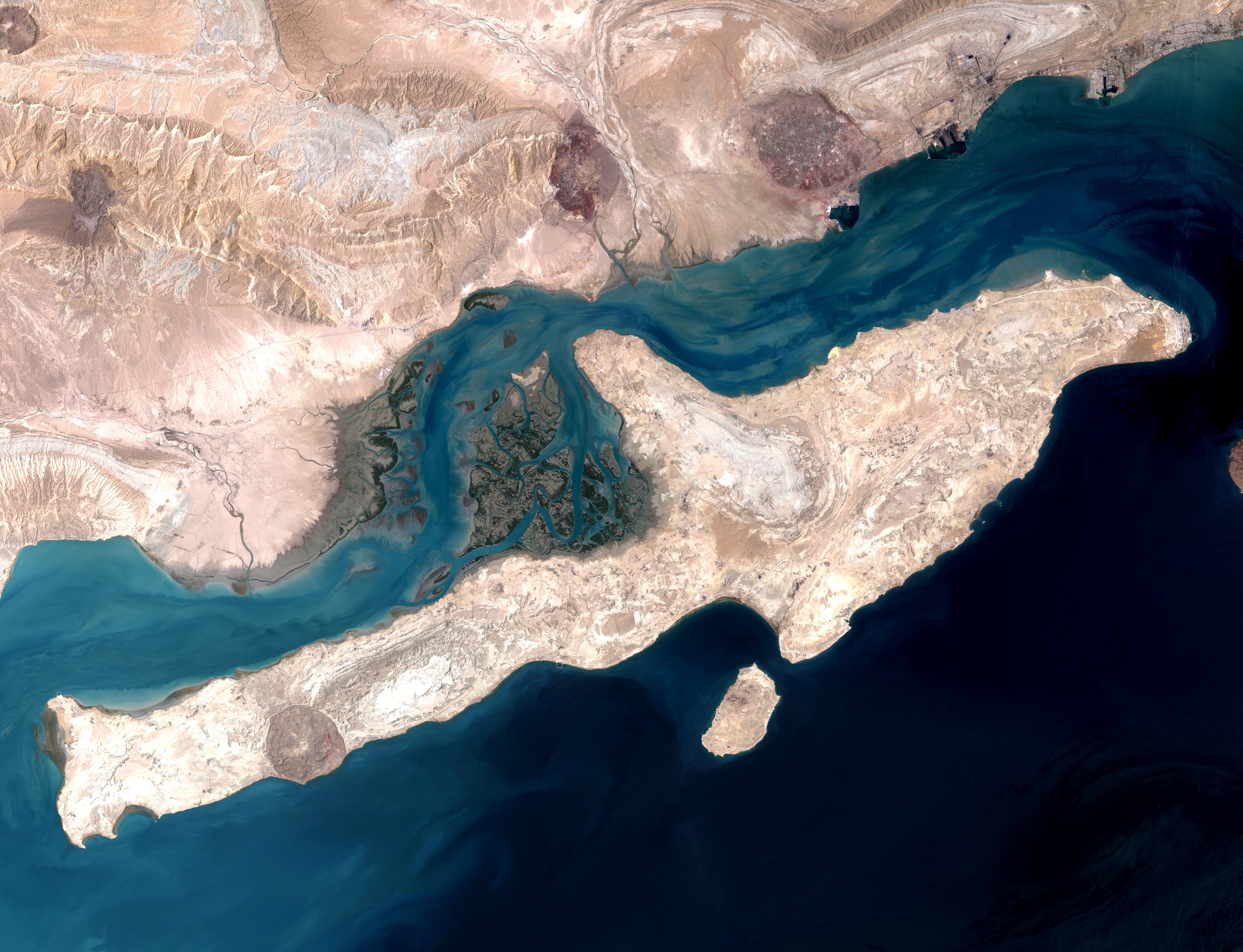 NASA Landsat view of Qeshm Island in the Strait of Hormuz