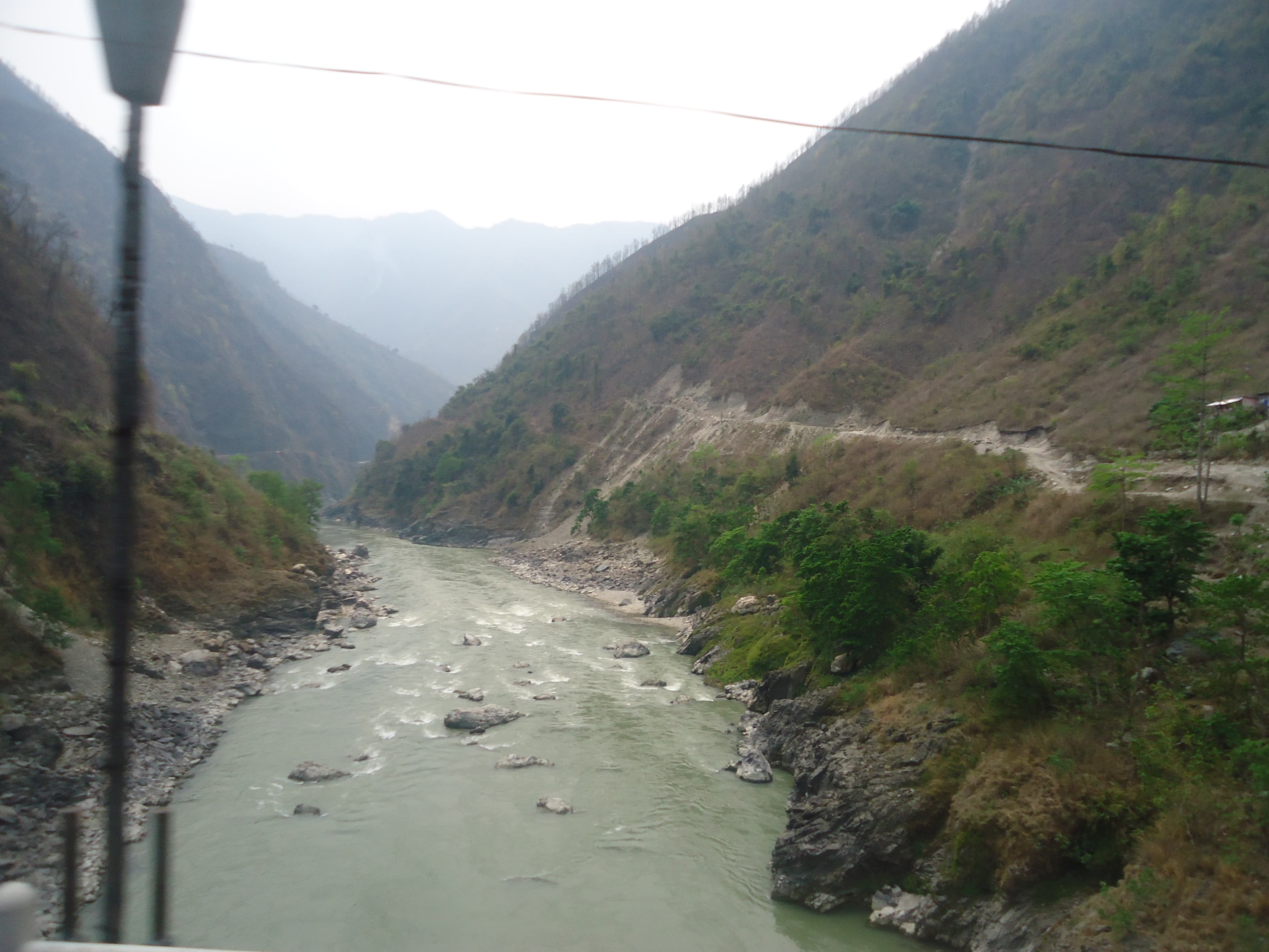 The Trishuli river in Nepal, downstream of the glacier collapse that sent floodwater and debris through Rasuwa and Nuwakot