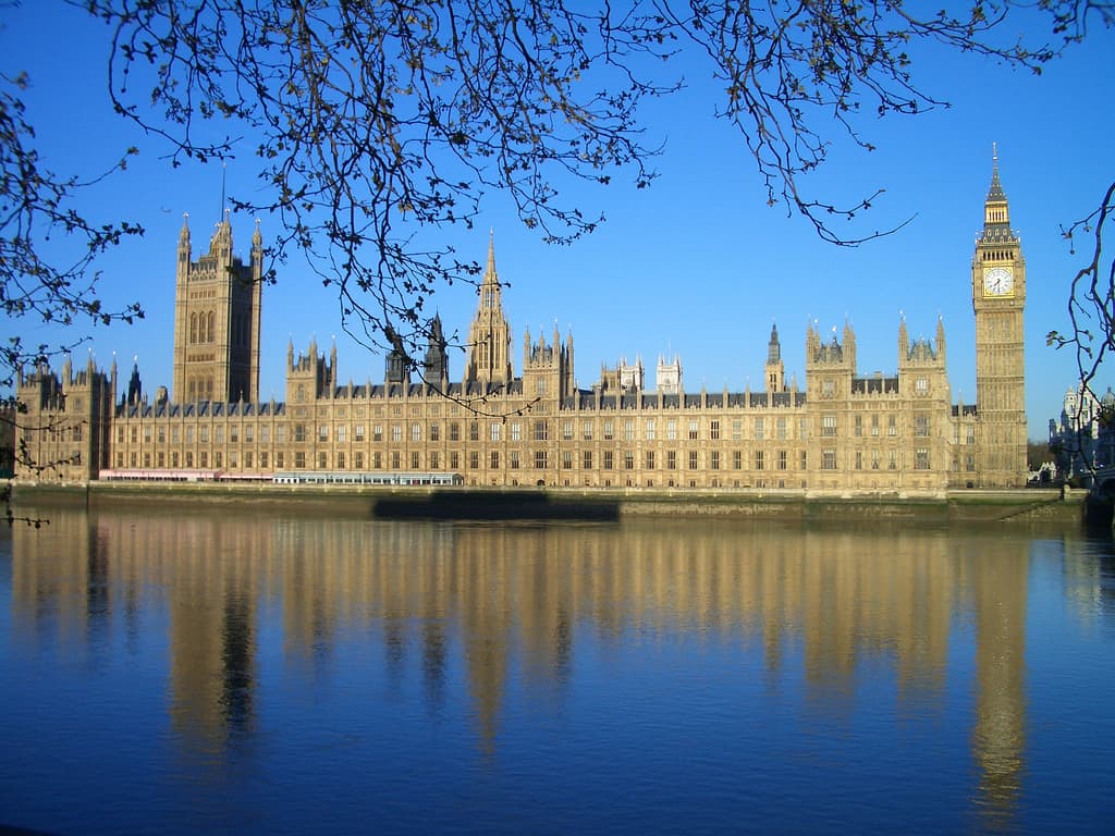 Palace of Westminster on the Thames in London