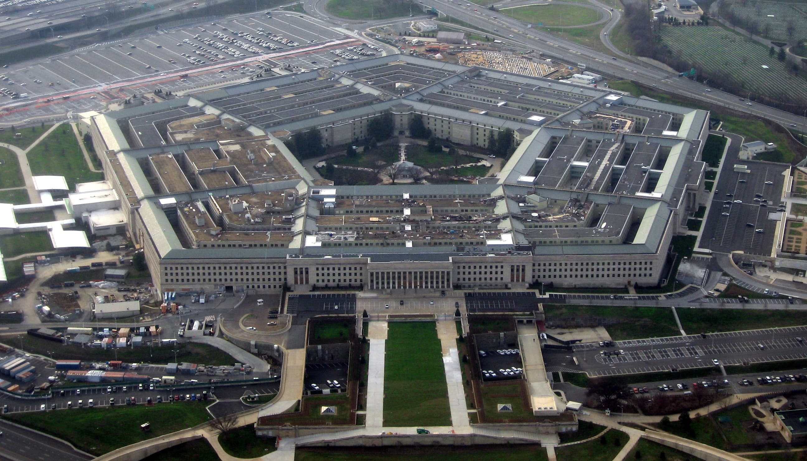 The Pentagon building in Arlington, Virginia, photographed from the air