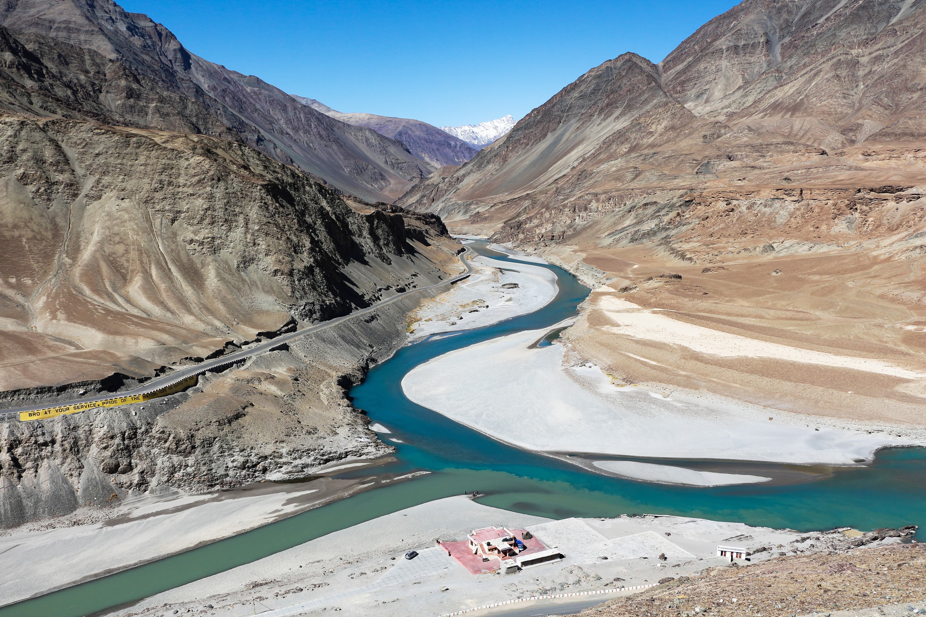 Confluence of the Indus and Zanskar rivers in Ladakh, on the upper Indus system governed by the 1960 Indus Waters Treaty